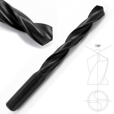 DIN338 HSS ড্রিল বিটস সোজা শ্যাঙ্ক কালো অক্সাইড 118 ডিগ্রী পয়েন্ট