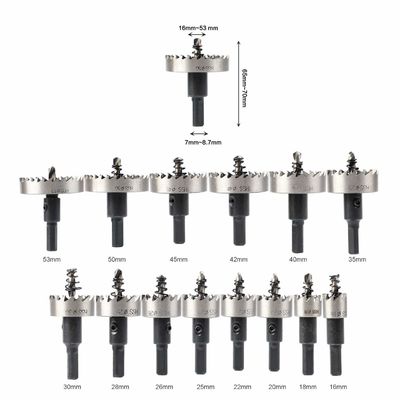 ২ মিমি পুরু পর্যন্ত ধাতু কাটার জন্য ১৪ পিস এইচএসএস হোল স' কিট