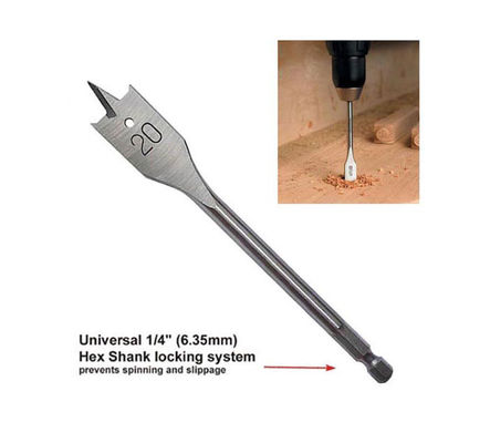 হেক্স শ্যাঙ্ক এবং এক্সটেনশন সহ 8pc ফ্ল্যাট কাঠের ড্রিল বিট সেট