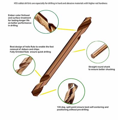 HSS M35 Co5% ডাবল এন্ড ড্রিল বিট ১৩৫° স্প্লিট পয়েন্ট